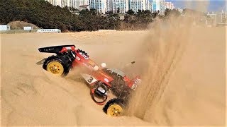 RC Car TAMIYA HotShot Rerelease Brushless Sand Beach Bash Action [upl. by Shiroma443]