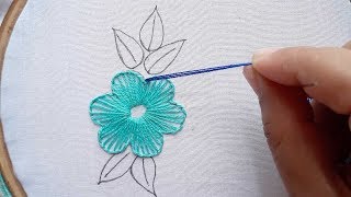 Hand Embroidery Buttonhole Flower Stitch Design [upl. by Sabas240]