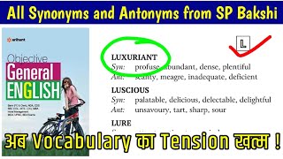 sp bakshi synonyms and antonyms  with L  english vocabulary words  by binod sharma [upl. by Hennie905]