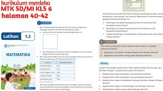 Matematika kelas 6 latihan 13 halaman 404142 kurikulum merdeka [upl. by Hanna494]