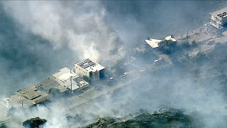 SoCal fires Hundreds flee homes burn as powerful winds feed Moorpark Malibu fires [upl. by Patrich]