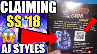 CLAIMING THE SUMMERSLAM 18 AJ STYLES QR CODE FROM WWE 2K19  SS18 PLATINUM PACKS WWE SuperCard S4 [upl. by Surazal787]