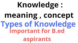 Knowledge meaning and types of knowledge For bed [upl. by Ahsikat428]