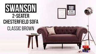 Two Seater Sofa Buy Swanson 2 Seater Chesterfield Sofa Classic Brown Online  Wooden Street [upl. by Llertnahs]