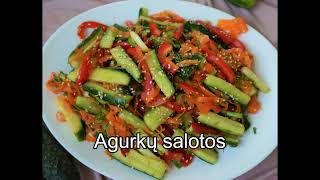 Salotų receptai  Skaniausios agurkų salotos  Receptai su agurkais  Cucumber salad  Salad Recipes [upl. by Fink230]