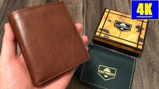 Tony Perotti Italy Cognac Leather Hipster Style Wallet Review 4K [upl. by Zena]