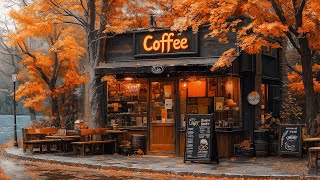 Calm Autumn Jazz Music to Unwind 🍂 Coffee Shop Outside The Park and Peaceful Falling Leaves [upl. by Enenstein201]