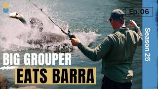 Massive Grouper eats my Barramundi 🔥 Crazy Night fishing for Barra at Tinaroo [upl. by Navap]