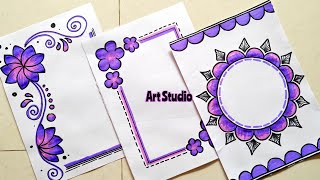 Purple Border Designs💜Project Work DesignsA4 SheetAssignment Front Page Design for School Project [upl. by Cassady]