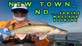 Double HookUpsHOT Walleye Fishing New Town ND Spring 2018 [upl. by Modern]