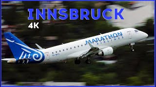 Innsbruck Airport in Summer  Amazing CLOSEUP Planespotting 4K [upl. by Zorina]