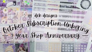 October Subscription Unboxing 9 Year Sticker Shop Anniversary Planner amp Journal Stickers [upl. by Isabea222]