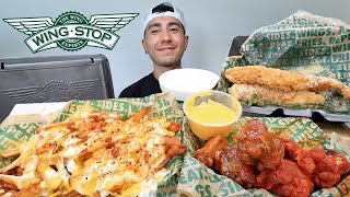 MUKBANG EATING Voodoo Fries Buffalo Wings Mango Habanero Wings Parmesan Tenders From Wingstop [upl. by Imugem413]