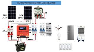 1KW Solar panel connection and calculation  1 kw Solar Panel wiring and connection  Connection [upl. by Ilat272]