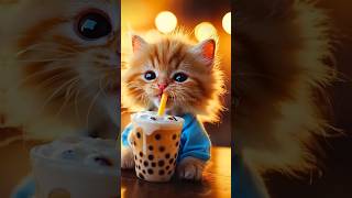 Kittens Work Hard for Bubble Tea 😿 cat kitten catvideos catlover cutecat shorts catshorts [upl. by Ailongam]