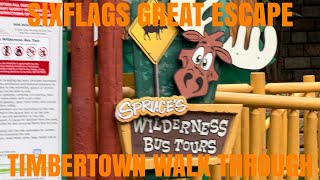 SixFlags Great Escape  Timbertown Walk Through [upl. by Lavoie]