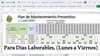 Elaboración de Plan de Mantenimientos Preventivos Para Días Laborables  Lunes a Viernes [upl. by Ahsinned]