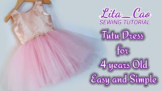 TUTORIAL  TUTU DRESS FOR 4 YEARS OLD EASY AND SIMPLE [upl. by Marie-Ann]