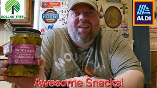 Logans Awesome Snack Reviews🤩 Featured Aldi Great Gherkins Smoky BBQ Bread And Butter Pickles 😋 [upl. by Treva]