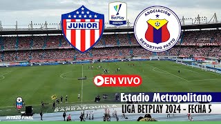 JUNIOR VS PASTO Hoy En Vivo 🔴 Liga Betplay 2024 Fecha 5 Partido en vivo [upl. by Fields]