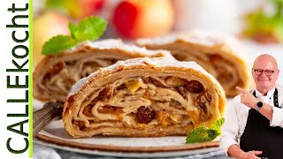 Apfelstrudel schnell amp einfach selbermachen Rezept o Schnickschnack [upl. by Ecirrehs]