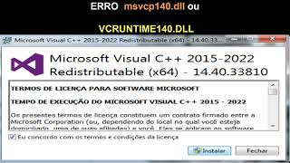 Corrigir o erro msvcp140dll e VCRUNTIME140dll [upl. by Trotter]