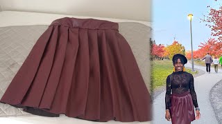 DIY  Pleated Faux Leather Skirt  Sew along [upl. by Kevin696]