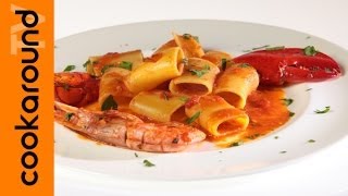 Paccheri con guazzetto di crostacei  Pasta scampi astici gamberi [upl. by Yornoc]