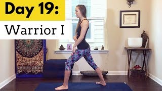 Warrior 1 Yoga Pose  Yoga for Beginners  Day 1930 Day Yoga Challenge [upl. by Grimes]