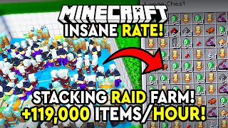 Minecraft Stacking Raid Farm Bedrock Tutorial  119000HR  MCPEXboxPSSwitchPC [upl. by Chemush]