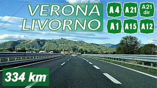 VERONA  LIVORNO  Percorso Multi Autostradale A4  A21  A21dir  A1  A15  A12 [upl. by Ayhtin210]