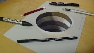 How To Draw A 3d Hole  Trick Art On Paper [upl. by Nemsaj]