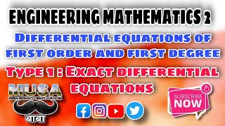 PART 2ENGINEERING MATHEMATICS 2 MODULE DIFF EQN EXACT DIFFERENTIAL EQUATION BY musababa [upl. by Aneekal]