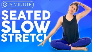 15 minute Seated Yoga Stretches for Headaches Anxiety amp Tension [upl. by Kirkpatrick]