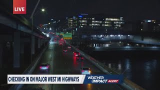 Checking in on conditions at West Michigans major highways amid winter storm [upl. by Ycnej189]