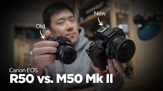 Canon EOS R50 vs M50 Mk II  Detailed Review and Comparison of YouTube Cameras [upl. by Ramses495]