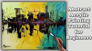 Abstract Acrylic Painting for Beginners  Step by step  Easy Painting [upl. by Gilletta]