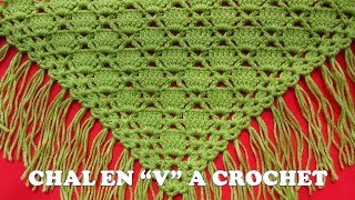 Punto para Chal a crochet en V o en punta FÁCIL Y RÁPIDO DE TEJER en punto cuadrados rellenos [upl. by Nnylrats]