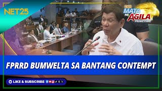 FPRRD bumwelta sa bantang contempt ng QuadCom [upl. by Maeve321]