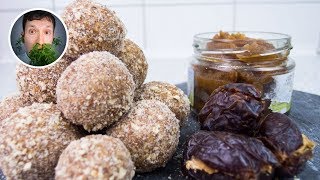 3 köstliche Rezepte aus Datteln Dattelmus Dattelpraline gefüllte Datteln  Vegane Rezepte [upl. by Marianne645]