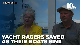 Footage of yacht racers being rescued from sinking boats during race [upl. by Myrtie395]