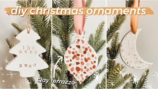 HOW TO MAKE DIY CLAY CHRISTMAS ORNAMENTS  Oven Baked Polymer Terrazzo  Stamping Techniques [upl. by Angi]