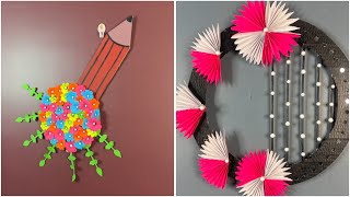 DIY Colorful Pencil Flower Wall Art amp Paper Fan Decor  Creative Craft Ideas [upl. by Elysia]