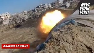 Chilling video captures moment IDF soldiers take out Hamas terrorist throwing grenades at them [upl. by Moffat]