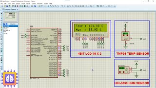 PIC16F877A HIH5030 ampamp TMP36 Temperature and Humidity Sensors  Proteus Simulation [upl. by Charley218]