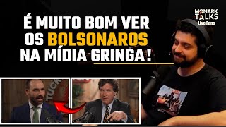 MONARK REAGE À ENTREVISTA DO EDUARDO BOLSONARO NO TUCKER CARLSON monarktalks monarktalkslive [upl. by Soirtemed360]