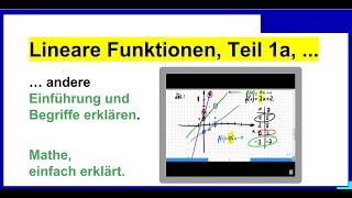 Lineare Funktionen Einführung Begriffe erklären Anstieg Wertetabelle Teil1a [upl. by Lunette]