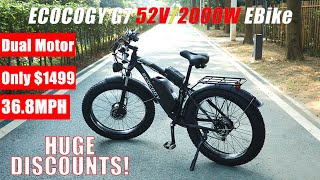 EByccoECOCOGY G7 𝟓𝟐𝐕 𝟐𝟎𝟎𝟎𝐖 𝐃𝐮𝐚𝐥 𝐌𝐨𝐭𝐨𝐫 Electric Bike for Adults [upl. by Isman]