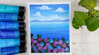 Easy way to paint a beach sceneAcrylic painting for beginners painting [upl. by Namas]