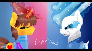 Frisk VS Sans  SpeedPaint MLP [upl. by Nauquf]